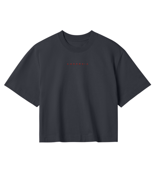 Basic Crop Top -  Red txt (OFF-BLACK)